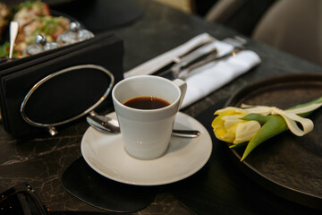 cup of coffee and beans