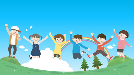 学生 生徒 中高生 男女 黒板 コピースペース イラスト素材 Wall Mural Senryu