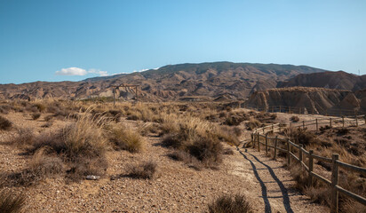 Tabernas Desert Hills Landscape in Almeria Spain