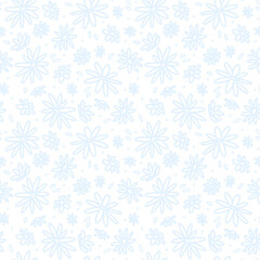 Pastel seamless vector pattern with doodle colors. Nuanced blue with no background. For holiday packaging, gifts, invitations, textiles