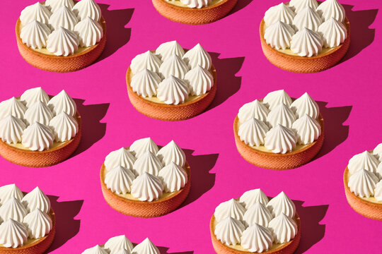 Pattern Of Desserts On A Pink Background