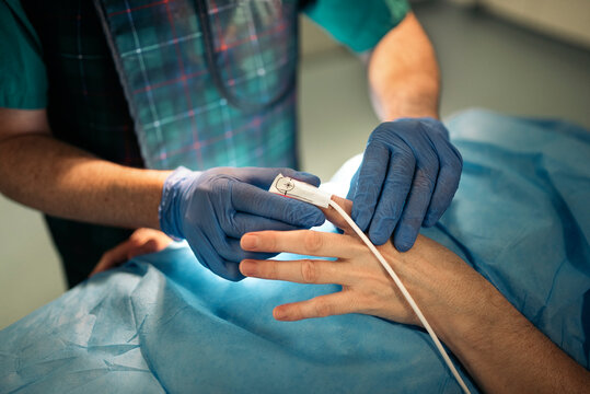 Closeup of Patient with Pulse Oximeter