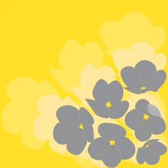 Eine Illustration ultimativer grauer Viola-Blumen auf einem gelben leuchtenden Hintergrund mit Schatten © Natasha