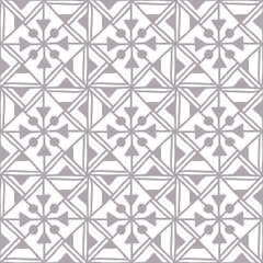 seamless pattern with abstract floral ornaments in folk style drawn in light brown and white colors, vector
