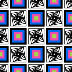 Abstract vector seamless op art pattern. Square graphic ornament.