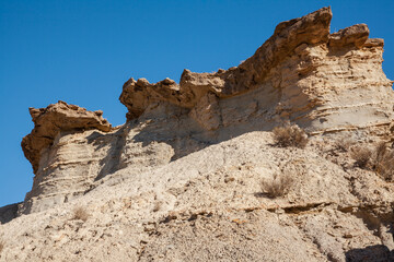 Fototapeta premium Mediterranean geological landscape in the Tabernas Desert Spain Andalusia Europa Nature Travel