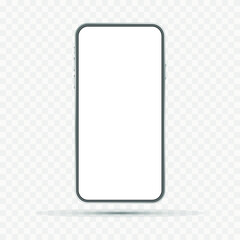 Smartphone mockup with blank white screen. Realistic vector trendy frameless smart phone, cellphone isolated.
