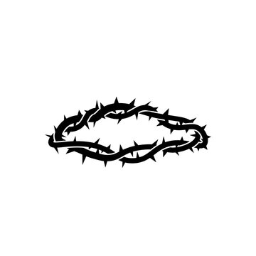Thorn crown glyph icon. Clipart image isolated on white background