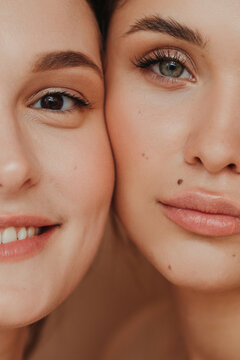Charming women with perfect skin looking at camera