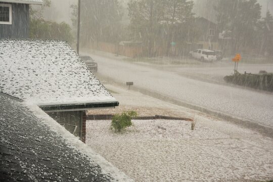 Hail is a form of solid precipitation. This hail Storm is in Colorado. 