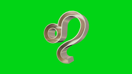 Golden Leo. Lion Astrological Zodiac sign on a green screen. 3d rendering