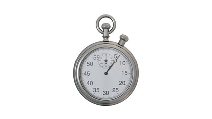Old stopwatch time clock on a white background, 3d rendering