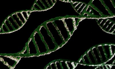 Green Dna Background .3D Render.
