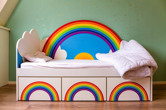 Custom-made child's rainbow bed