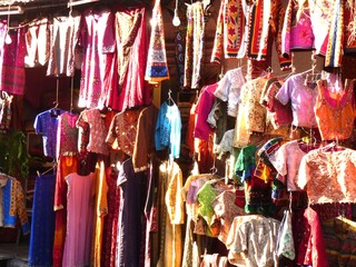 Colorful clothes at a boutique in Udaipur