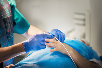Closeup of Patient with Pulse Oximeter