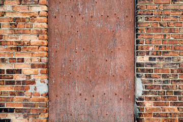 Old Orange Brick and Wood Exterior Wall