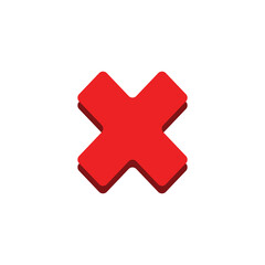 Colored icon of cross or delete symbol on white background Vector illustration.