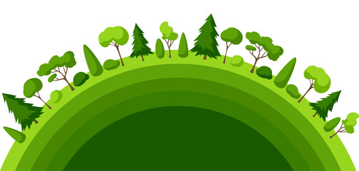 Background with trees, spruces and bushes. Seasonal nature illustration. © incomible