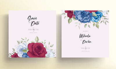 Elegant wedding invitation card with beautiful flower decoration