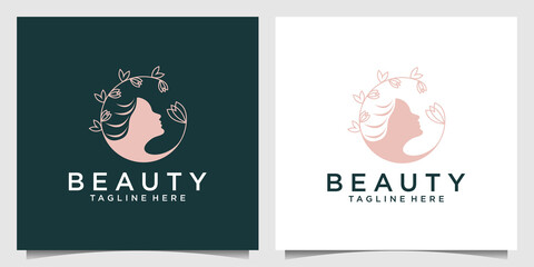 Simple beauty logo design template with creative flower concept