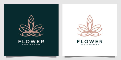 Flower logo design line art with creative concept