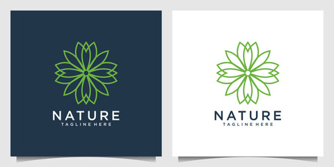  Nature logo design line art with creative concept