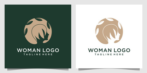 Woman logo design template with creative concept