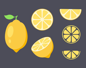 Lemon vector clip art. Summer tropical fruit. Silhouette flat food illustration. Cutting file. Suitable for cutting software. Cricut, Silhouette