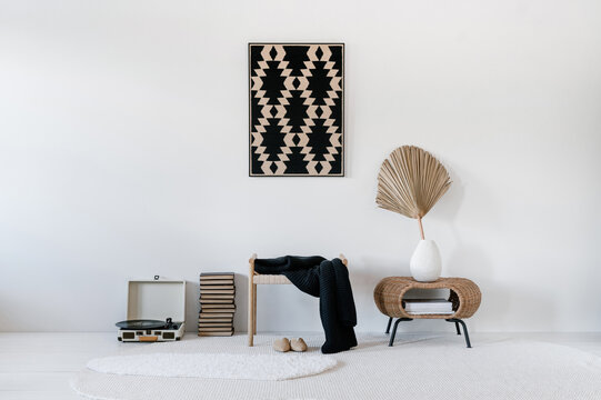 Cozy interior in minimalist style with eco friendly decorations