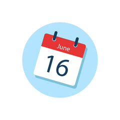 White daily calendar Icon June in a Flat Design style. Easy to edit Isolated vector Illustration.