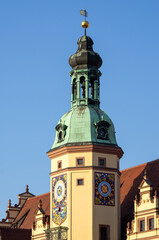 Fototapeta na wymiar Tower of old city hall in Leipzig, Germany