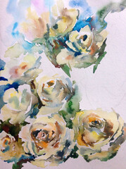 Abstract bright colored decorative background . Floral pattern handmade . Beautiful tender romantic bouquet of orchid flowers , made in the technique of watercolors from nature.