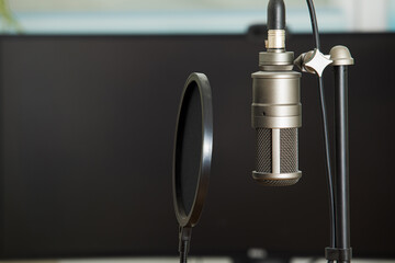 Closeup of a professional microphone for recording quality sound
