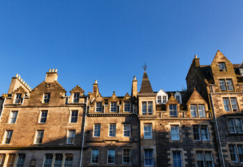 Fototapeta na wymiar Typical sandstone terraced houses in Edinburgh, Scotland, UK