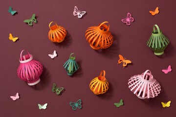 Paper lanterns. Mid Autumn Festival.