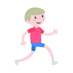 Kid running. Isolated vector illustration. Childish style.
