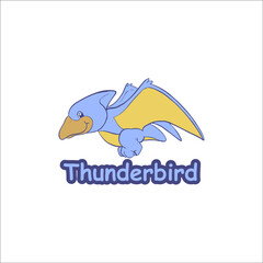 Thunderbird Logo Design, Cartoon Design, Mascot Logo Template