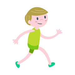 Kid running. Isolated vector illustration. Childish style.