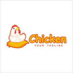 chicken laying egg Mascot Logo, Animal Logo Design