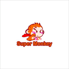 Super Monkey Mascot Logo Design, Animal Logo Design