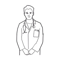 Young doctor. Medicine, profession and health care concept. Vector illustration.