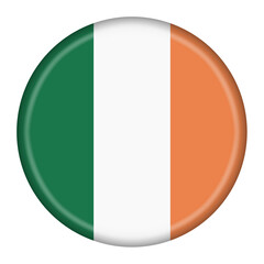 Ireland flag button 3d illustration with clipping path