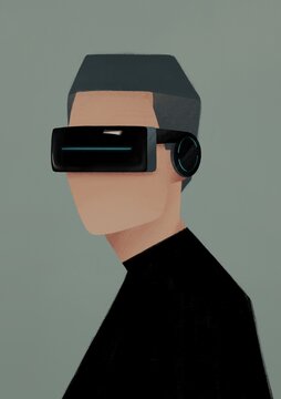 portrait of a young man in VR glasses. virtual reality concept