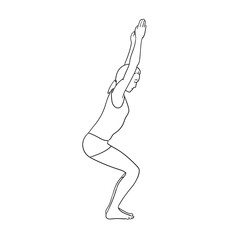Yoga Chair pose. Sketch of woman on white background 