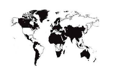 World map infographic black and white vector background 