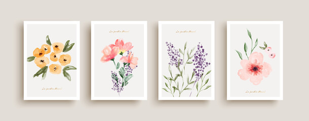 Watercolor flower art gift poster collection