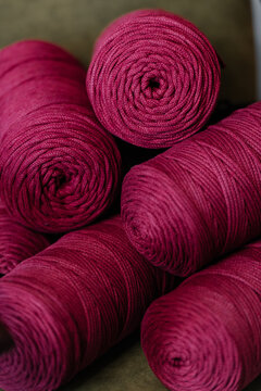 Bunch of skeins of colorful yarn