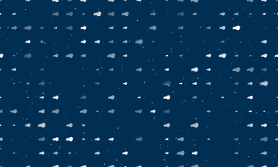 Naklejka na ściany i meble Seamless background pattern of evenly spaced white sports whistle symbols of different sizes and opacity. Vector illustration on dark blue background with stars