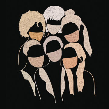 Women with masks covering their faces